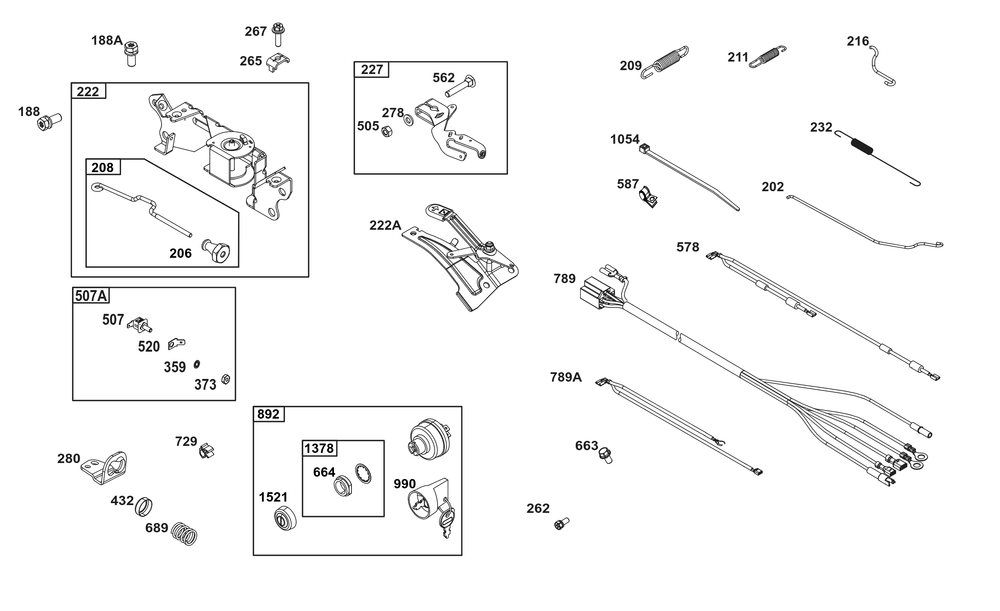 Controls Group Diagram and Parts List for 386447-0450-B5 200000 - 399999 Briggs and Stratton Engine